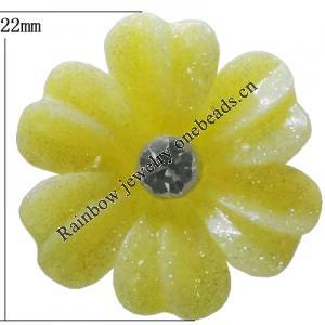 Resin Cabochons, No Hole Headwear & Costume Accessory, Flower with Acrylic Zircon 22mm, Sold by Bag