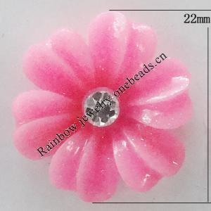 Resin Cabochons, No Hole Headwear & Costume Accessory, Flower with Acrylic Zircon 22mm, Sold by Bag