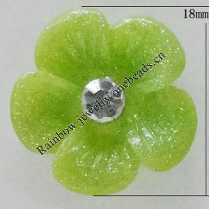 Resin Cabochons, No Hole Headwear & Costume Accessory, Flower with Acrylic Zircon 18mm, Sold by Bag