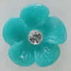 Resin Cabochons, No Hole Headwear & Costume Accessory, Flower with Acrylic Zircon 18mm, Sold by Bag