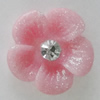 Resin Cabochons, No Hole Headwear & Costume Accessory, Flower with Acrylic Zircon 18mm, Sold by Bag