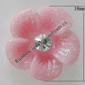 Resin Cabochons, No Hole Headwear & Costume Accessory, Flower with Acrylic Zircon 18mm, Sold by Bag