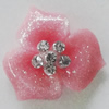 Resin Cabochons, No Hole Headwear & Costume Accessory, Flower with Acrylic Zircon 18mm, Sold by Bag