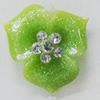 Resin Cabochons, No Hole Headwear & Costume Accessory, Flower with Acrylic Zircon 18mm, Sold by Bag