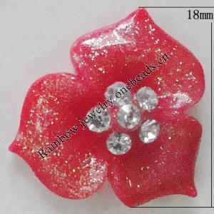 Resin Cabochons, No Hole Headwear & Costume Accessory, Flower with Acrylic Zircon 18mm, Sold by Bag