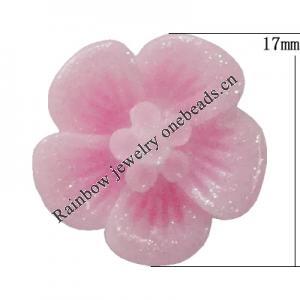 Resin Cabochons, No Hole Headwear & Costume Accessory, Flower 17mm, Sold by Bag