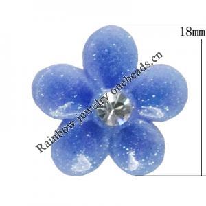 Resin Cabochons, No Hole Headwear & Costume Accessory, Flower with Acrylic Zircon 18mm, Sold by Bag