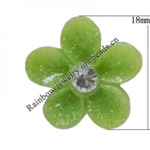 Resin Cabochons, No Hole Headwear & Costume Accessory, Flower with Acrylic Zircon 18mm, Sold by Bag