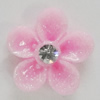 Resin Cabochons, No Hole Headwear & Costume Accessory, Flower with Acrylic Zircon 18mm, Sold by Bag