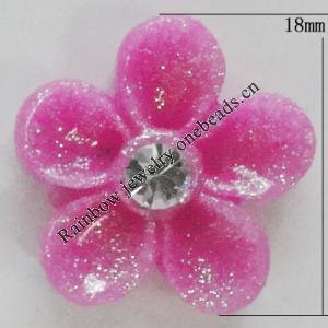 Resin Cabochons, No Hole Headwear & Costume Accessory, Flower with Acrylic Zircon 18mm, Sold by Bag