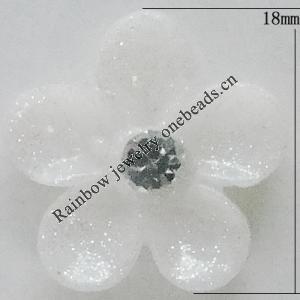 Resin Cabochons, No Hole Headwear & Costume Accessory, Flower with Acrylic Zircon 18mm, Sold by Bag