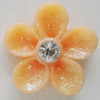 Resin Cabochons, No Hole Headwear & Costume Accessory, Flower with Acrylic Zircon 18mm, Sold by Bag