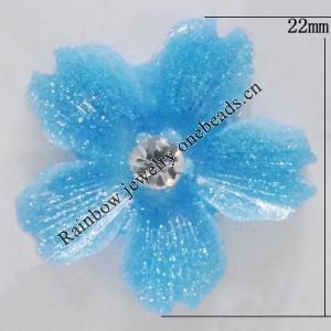 Resin Cabochons, No Hole Headwear & Costume Accessory, Flower with Acrylic Zircon 22mm, Sold by Bag