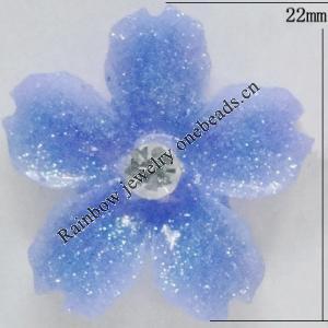 Resin Cabochons, No Hole Headwear & Costume Accessory, Flower with Acrylic Zircon 22mm, Sold by Bag