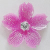 Resin Cabochons, No Hole Headwear & Costume Accessory, Flower with Acrylic Zircon 22mm, Sold by Bag