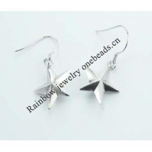 Sterling Silver Earrings platina plating, 39x16mm, Sold by Pair