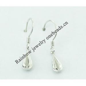 Sterling Silver Earrings platina plating, 25x4mm, Sold by Pair