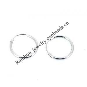 Sterling Silver Earrings platina plating, 15mm, Sold by Pair