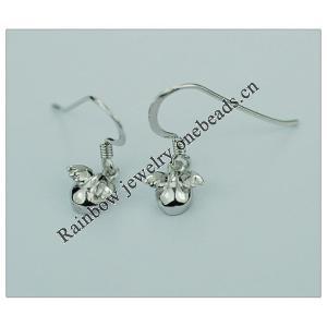Sterling Silver Earrings platina plating, 20x8mm, Sold by Pair