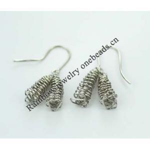 Sterling Silver Earrings platina plating, 30x9mm, Sold by Pair