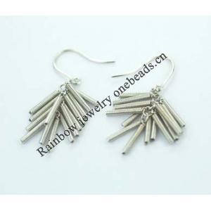 Sterling Silver Earrings platina plating, 45x10mm, Sold by Pair