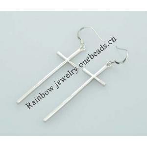 Sterling Silver Earrings platina plating, 46x13mm, Sold by Pair