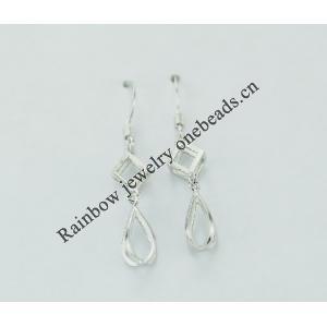 Sterling Silver Earrings platina plating, 34x6.3mm, Sold by Pair