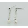 Sterling Silver Earrings platina plating with Pearl, 30x5mm, Sold by Pair