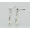 Sterling Silver Earrings platina plating with Pearl, 30x5mm, Sold by Pair