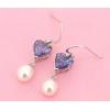Sterling Silver Earrings platina plating with Pearl, 34x8mm, Sold by Pair