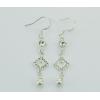 Sterling Silver Earrings platina plating with Pearl, 48x11mm, Sold by Pair