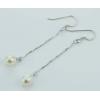 Sterling Silver Earrings platina plating with Pearl, 52x7mm, Sold by Pair