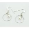 Sterling Silver Earrings platina plating with Pearl, 30x15mm, Sold by Pair