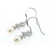 Sterling Silver Earrings platina plating with Pearl, 19.5x9.5mm, Sold by Pair