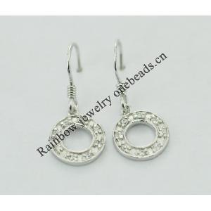 Sterling Silver Earrings platina plating with Zircon, 23x10mm, Sold by Pair