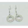 Sterling Silver Earrings platina plating with Zircon, 23x10mm, Sold by Pair