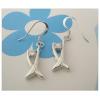 Sterling Silver Earrings platina plating with Zircon, 30x8.5mm, Sold by Pair