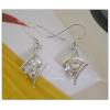 Sterling Silver Earrings platina plating with Zircon, 25x9.3mm, Sold by Pair