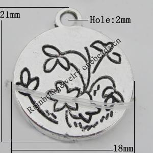 Pendant Zinc Alloy Jewelry Findings Lead-free, 18x21mm Hole:2mm, Sold by Bag