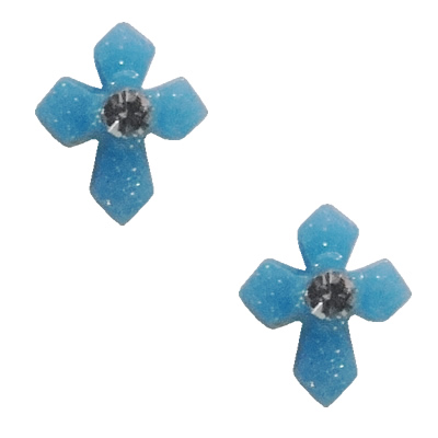 Resin Cabochons, No Hole Headwear & Costume Accessory, Cross with Acrylic Zircon 10x8mm, Sold by Bag