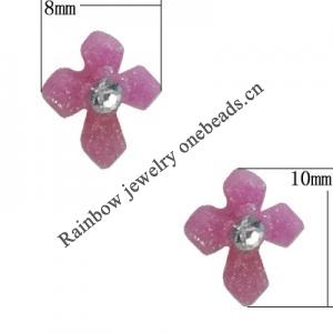 Resin Cabochons, No Hole Headwear & Costume Accessory, Cross with Acrylic Zircon 10x8mm, Sold by Bag