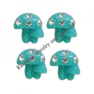 Resin Cabochons, No Hole Headwear & Costume Accessory, With Acrylic Zircon 7x7mm, Sold by Bag