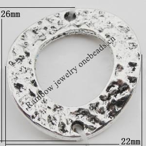 Connector Zinc Alloy Jewelry Findings Lead-free, 22x26mm, Hole:1mm, Sold by Bag