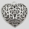 Pendant Zinc Alloy Jewelry Findings Lead-free, Heart 50x51x16mm Hole:5mm, Sold by Bag