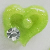 Resin Cabochons, No Hole Headwear & Costume Accessory, Heart with Acrylic Zircon 8mm, Sold by Bag