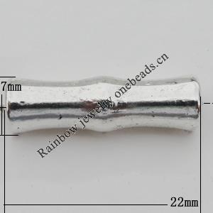 Bead Zinc Alloy Jewelry Findings Lead-free, Tube 22x7mm, Hole:4mm, Sold by Bag