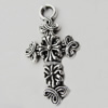 Pendant Zinc Alloy Jewelry Findings Lead-free, Cross 17x32mm Hole:3mm, Sold by Bag