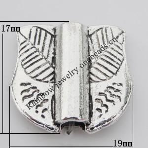 Bead Zinc Alloy Jewelry Findings Lead-free, 19x17mm, Hole:3mm, Sold by Bag