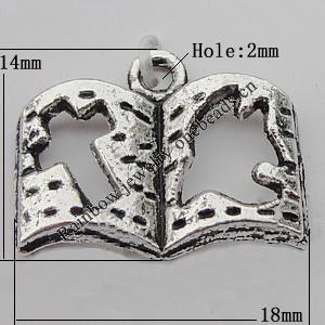 Pendant Zinc Alloy Jewelry Findings Lead-free, 18x14mm Hole:2mm, Sold by Bag