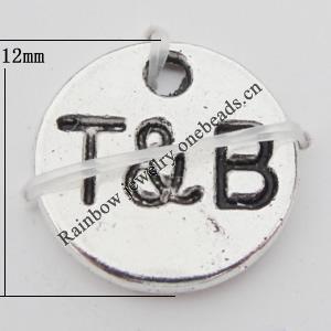 Pendant Zinc Alloy Jewelry Findings Lead-free, 12x12mm Hole:1mm, Sold by Bag